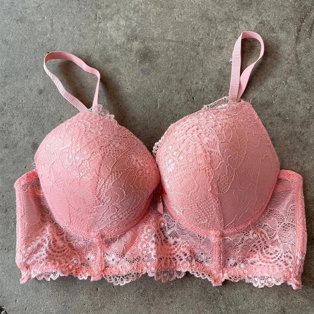 daisy fuentes pink lace padded demi Women’s bra 34b